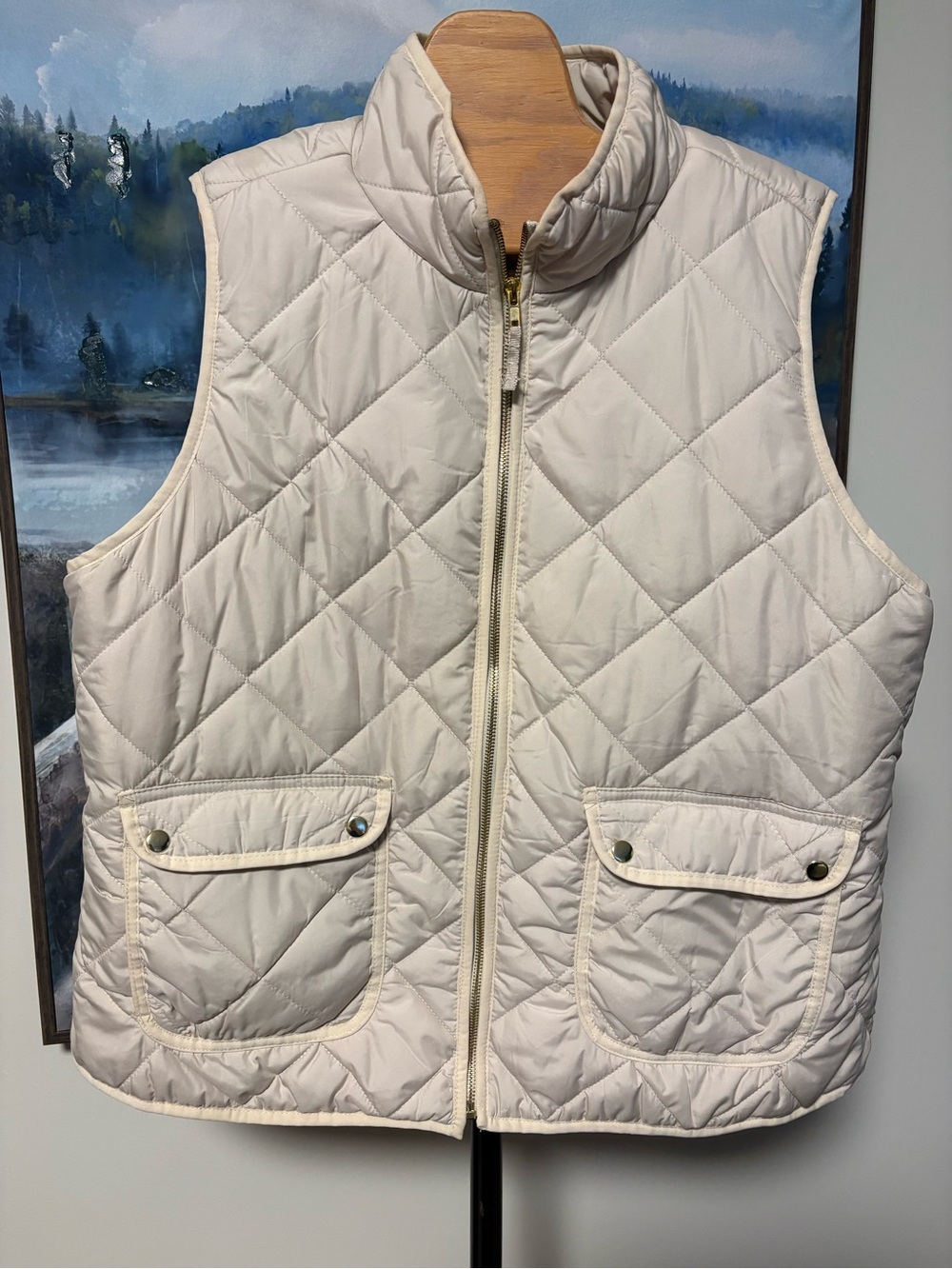 Women's Quilted Cream Vest Jacket 1X